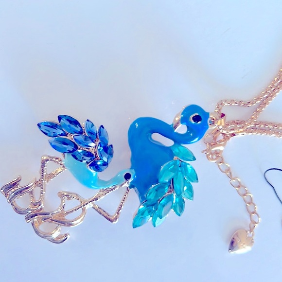 Betsey Johnson Style Necklace Flamingo Crystal Pendant Chain - Picture 10 of 16
